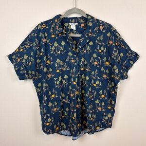 Duluth Trading Free Swinging Popover Flannel Camp Moose Shirt - Size Large